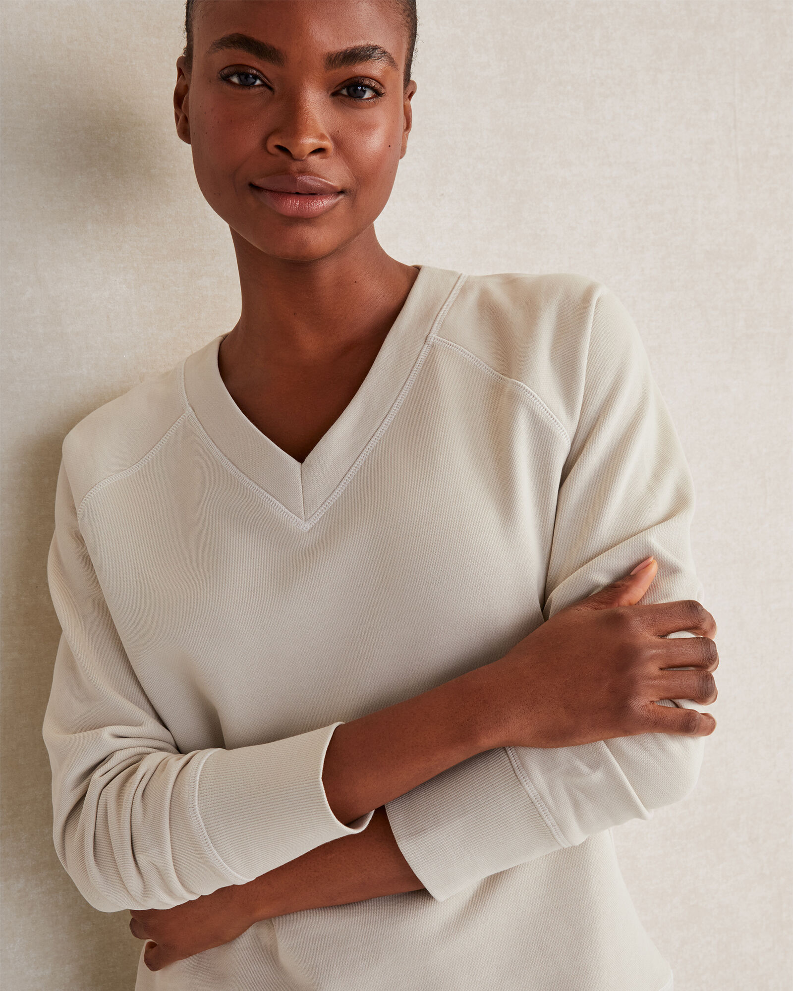 Organic Cotton French Terry V-Neck Sweatshirt | Haven Well Within