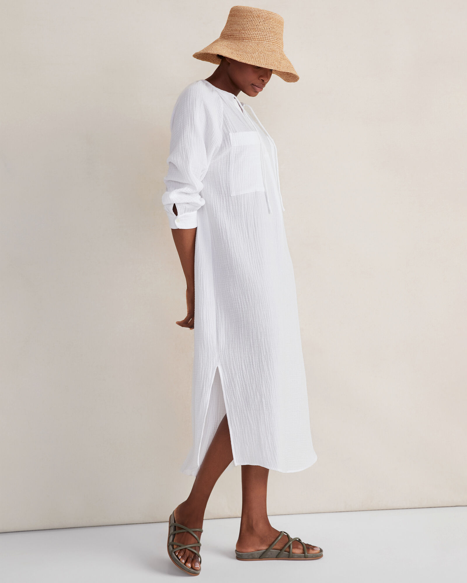 organic cotton dress with pockets EILEEN FISHER Organic Cotton Jersey Round Neck Dress, Regular - S(6-8)