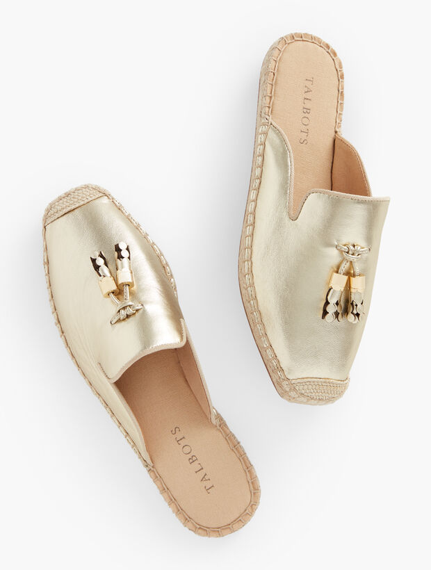 Lizzy Metallic Nappa Espadrille Mules