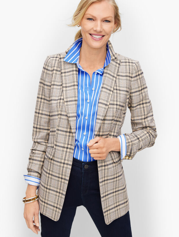 Long Blazer - Foliage Plaid