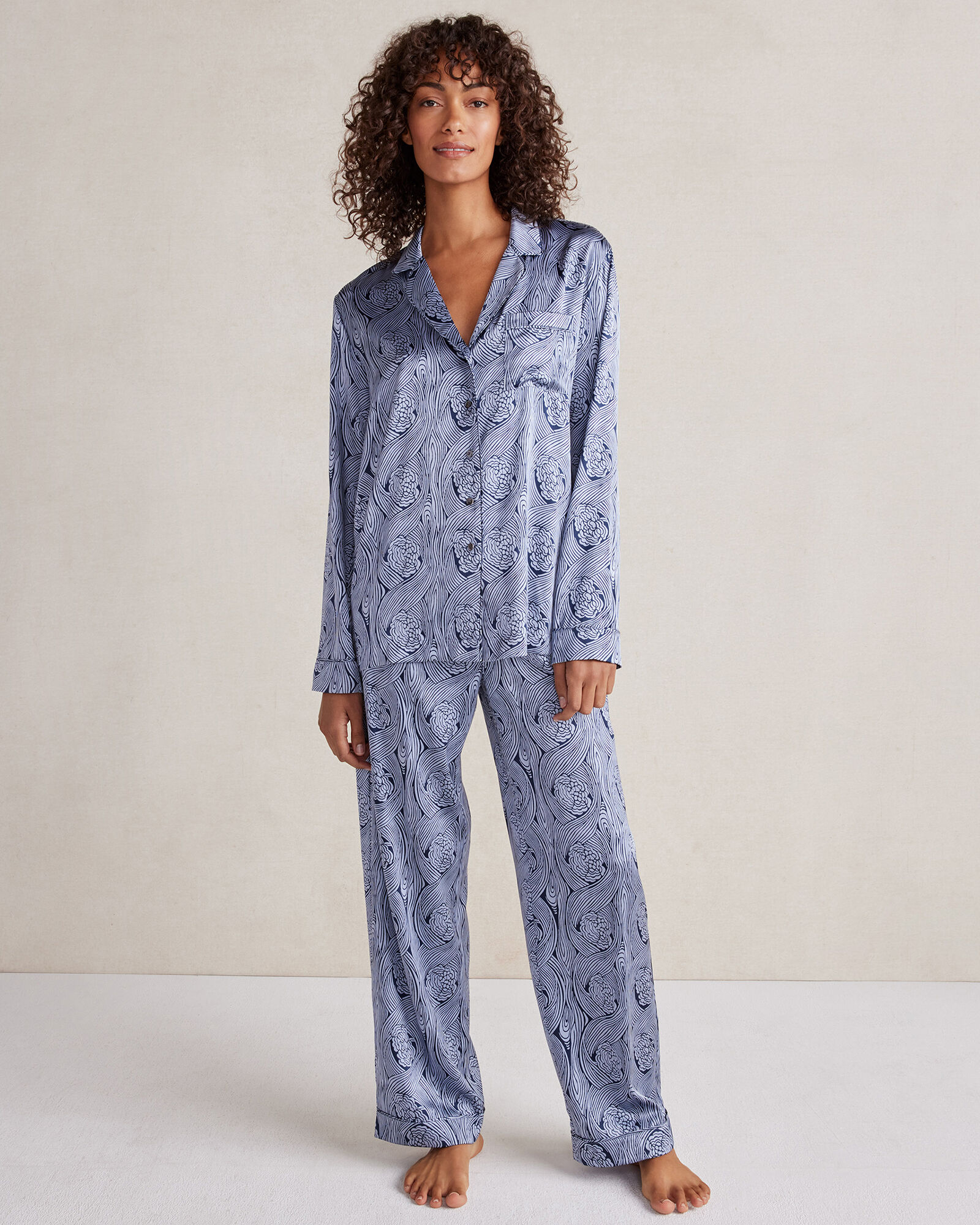 Washable Silk Deco Floral Pajama Pants