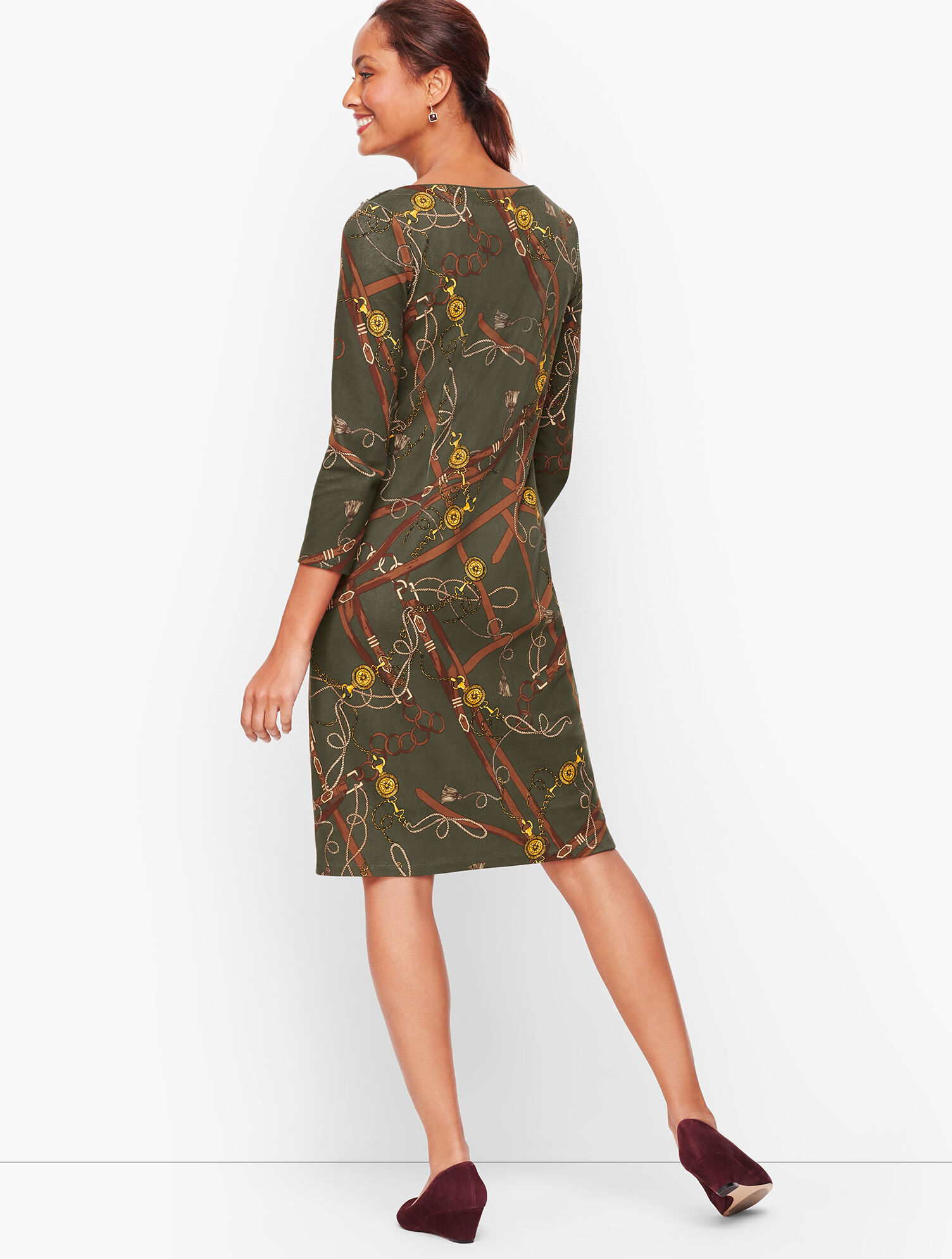 Cotton Equestrian Print Shift Dress