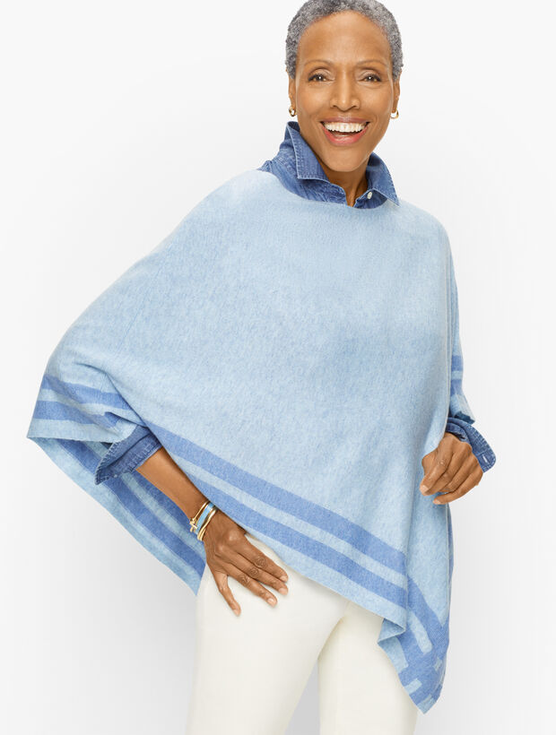 Border Stripe Asymmetrical Poncho