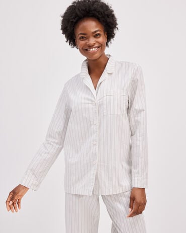 Organic Cotton Poplin Clavier Stripe Sleep Top