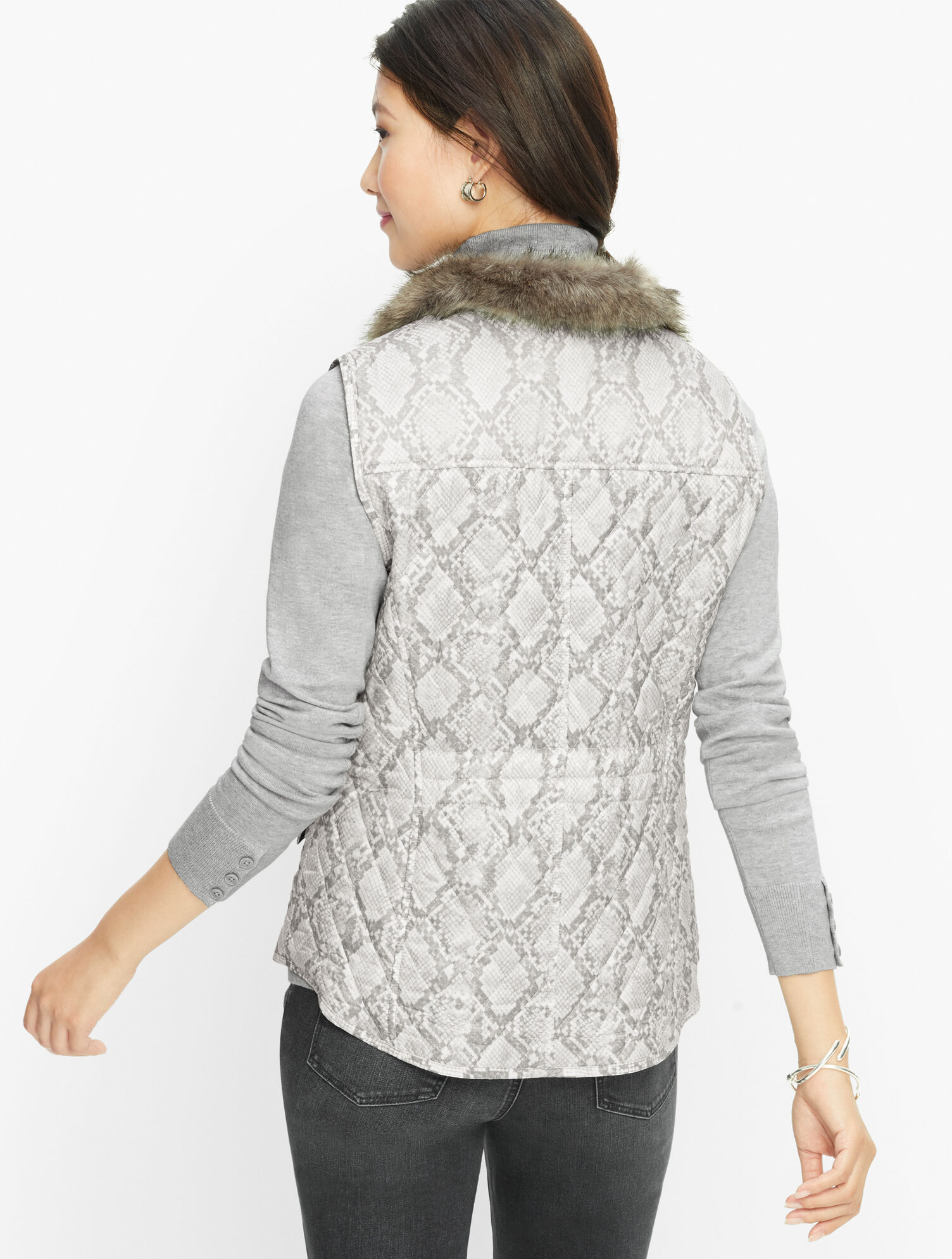 Snakeskin Print Diamond Quilted Vest