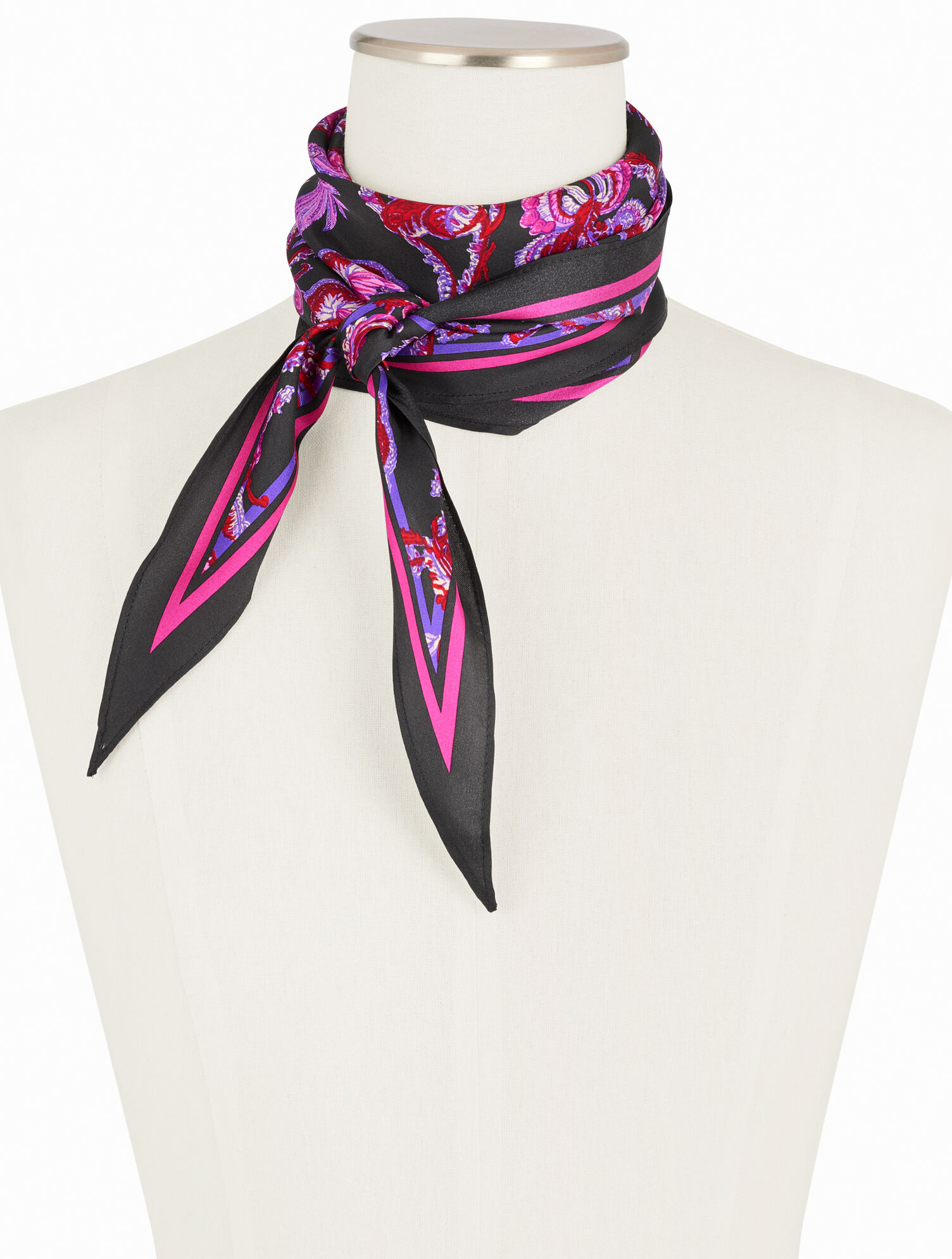 Dynamic Floral Silk Diamond Scarf