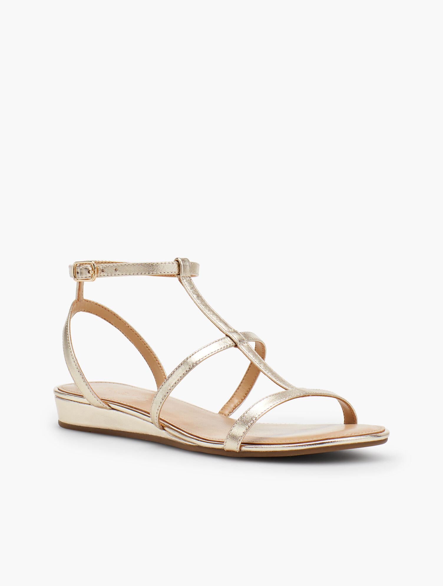 Daisy Gladiator Micro-Wedge Sandals - Metallic