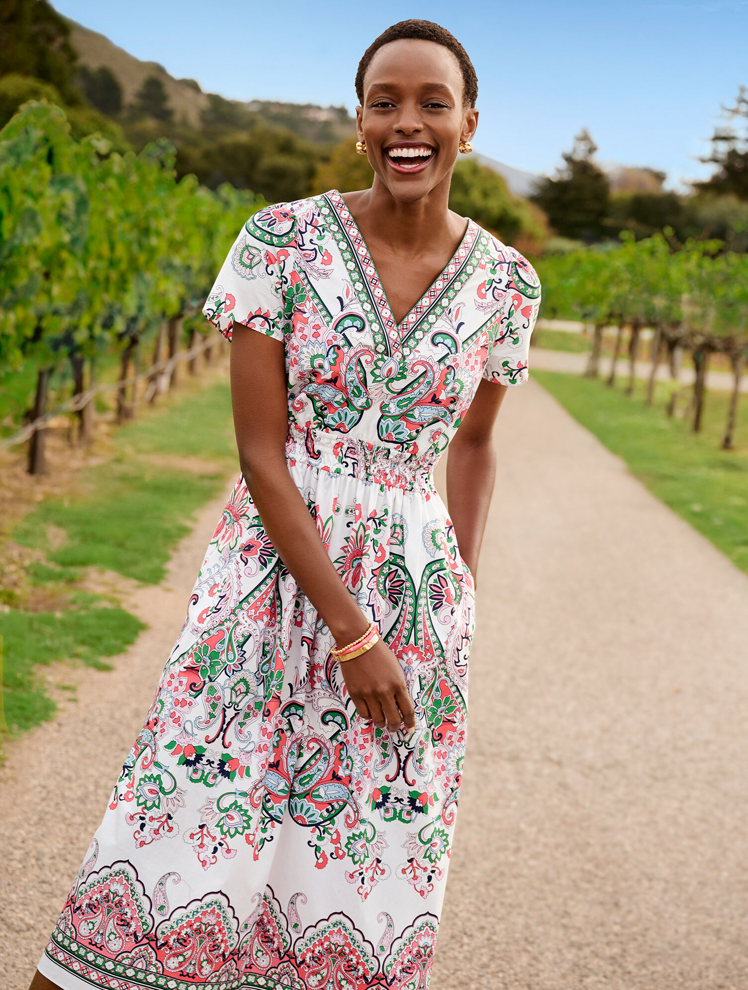 Modern Poplin Midi Dress - Jubilant Paisley
