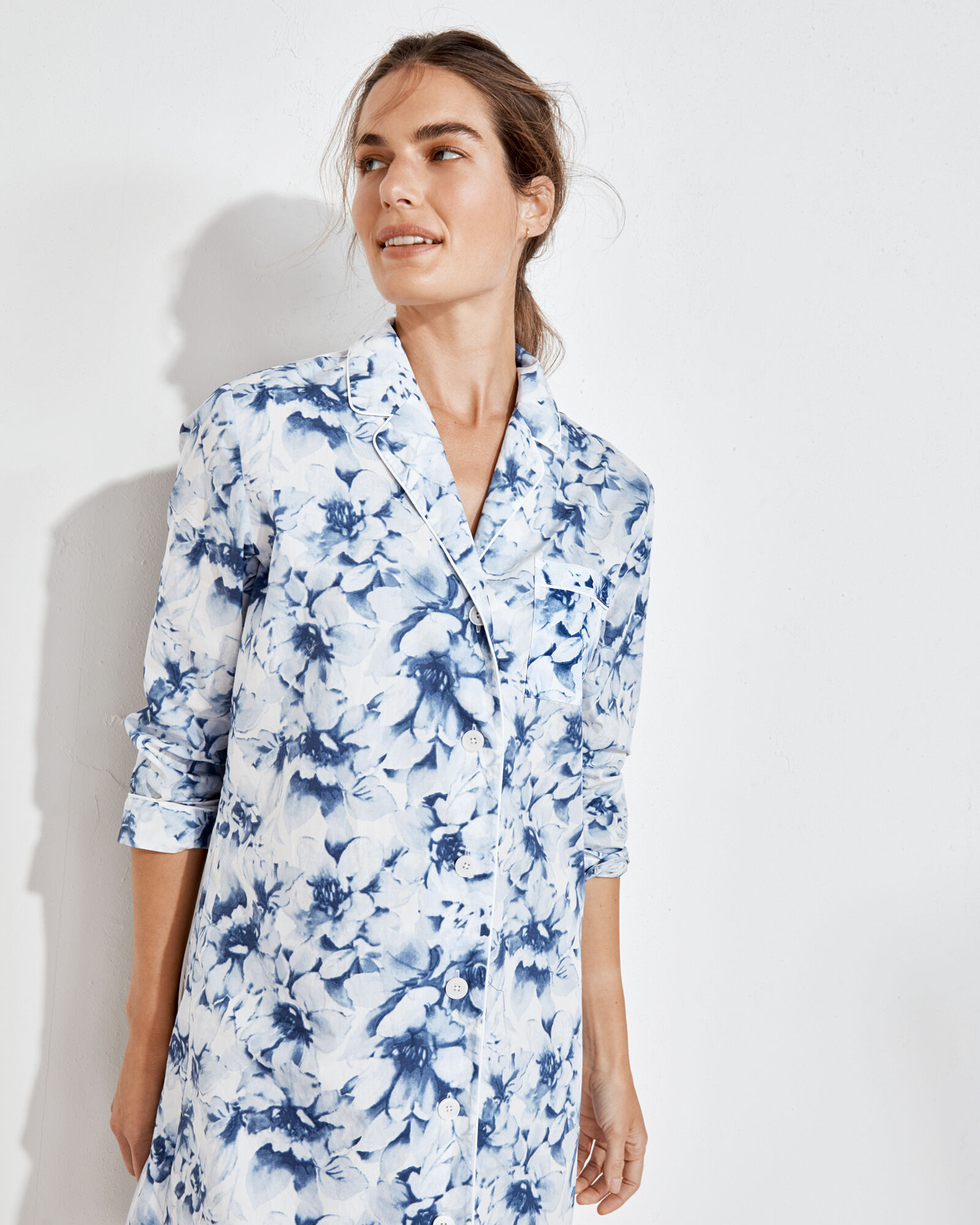 Organic True Cotton Blurred Floral Sleep Shirt | Haven Well Within