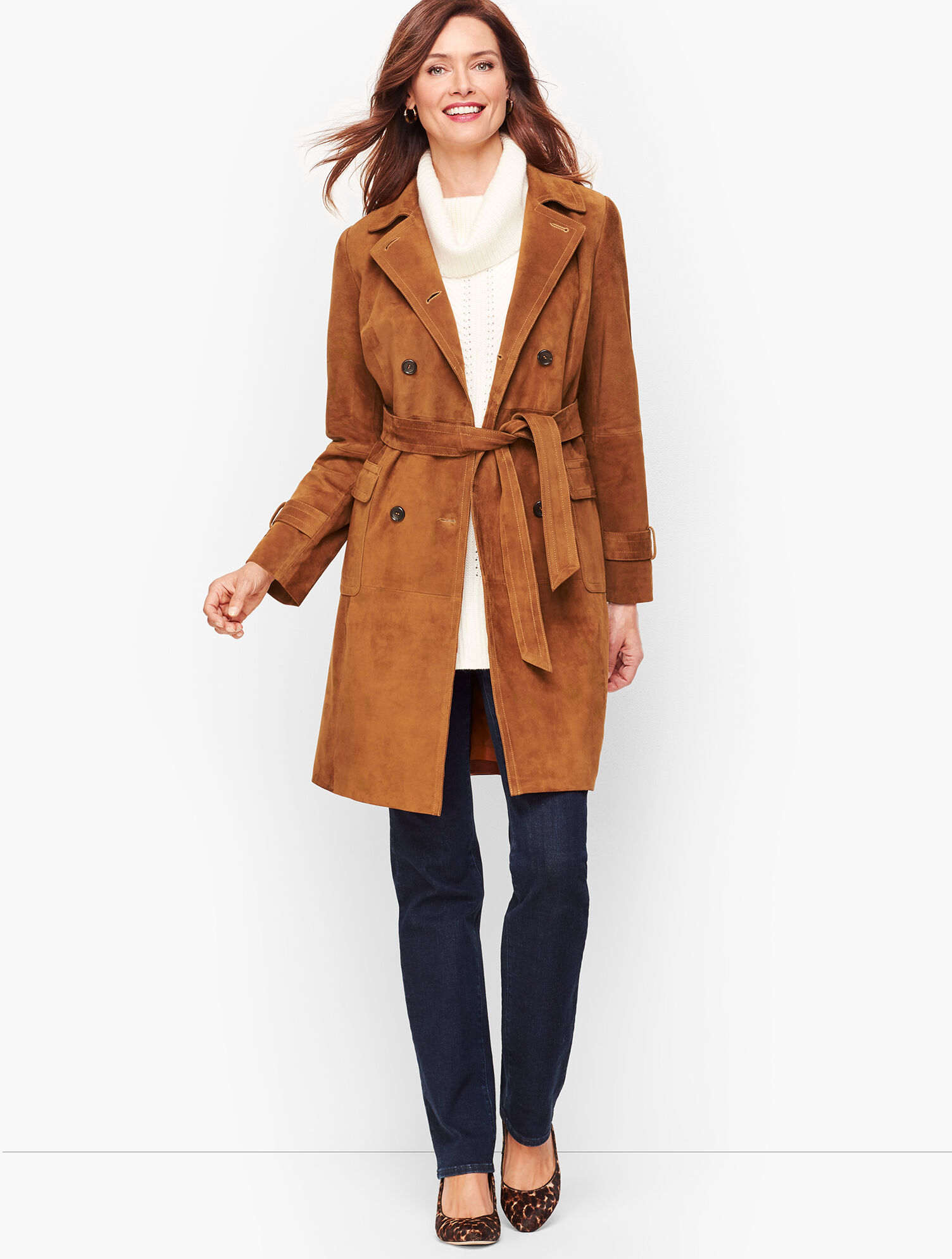 Luxe Suede Trench Coat | Talbots