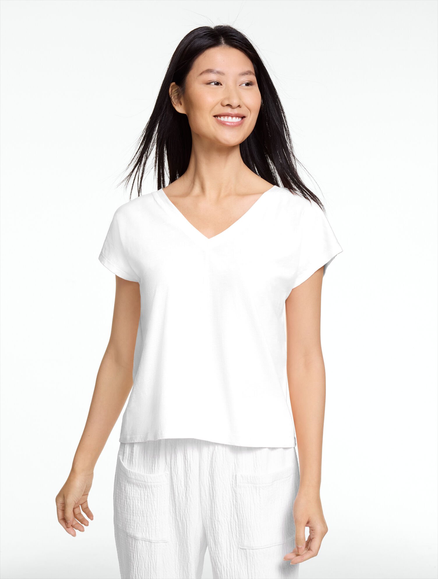 Short Sleeve V-Neck Slub Tee