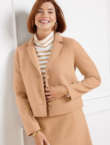 Double Face Wool Blend Crop Jacket