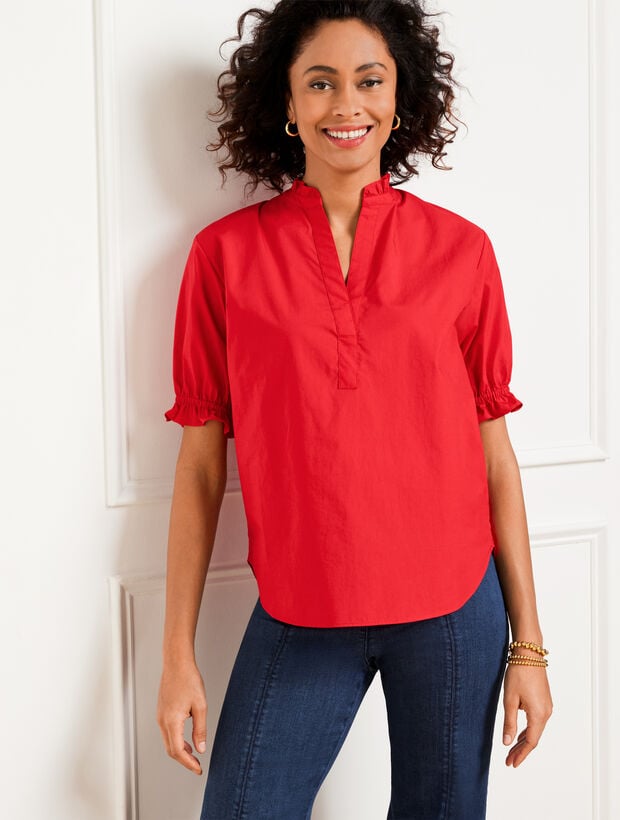 Talbots Ruffle Top Fresh Poplin Ruffle Popover | Talbots