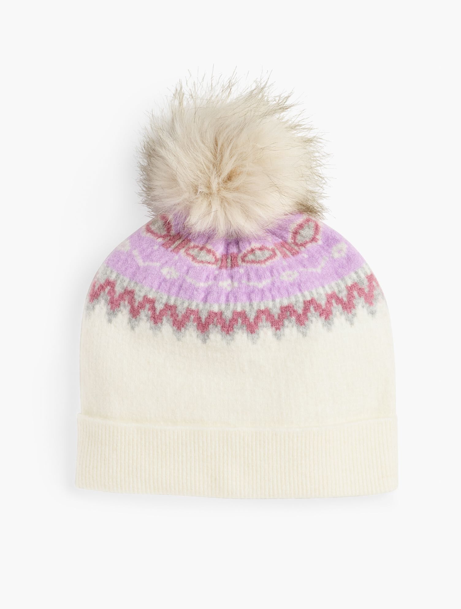 Delicate Fair Isle Pom Pom Hat