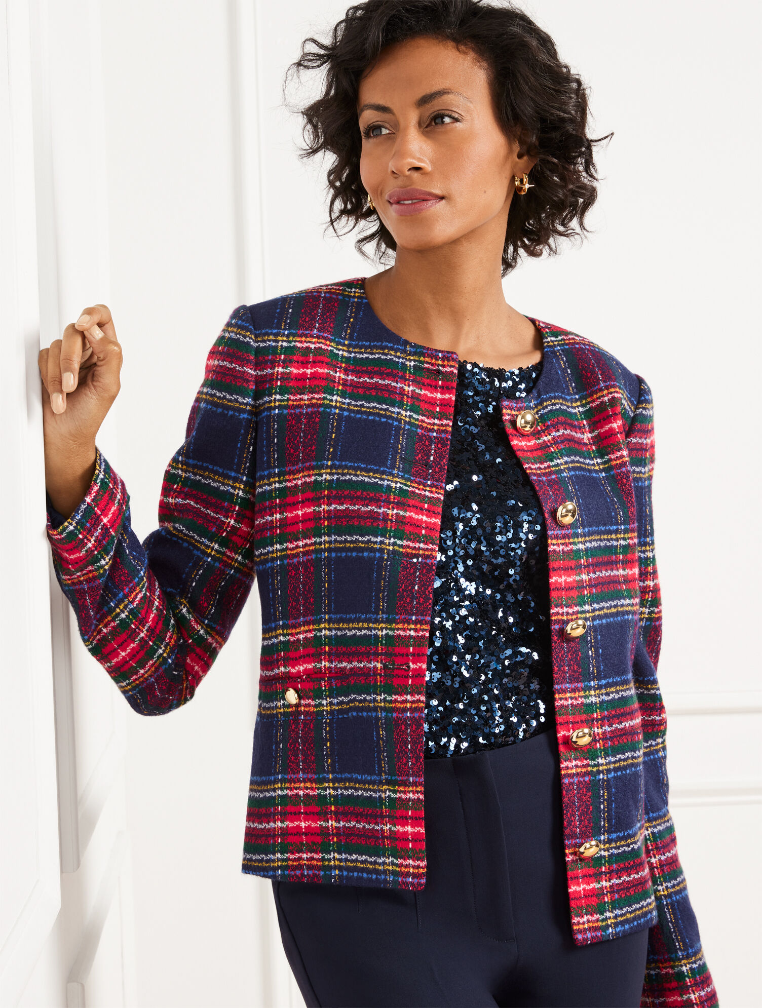 Tweed Jacket Glee Plaid Talbots