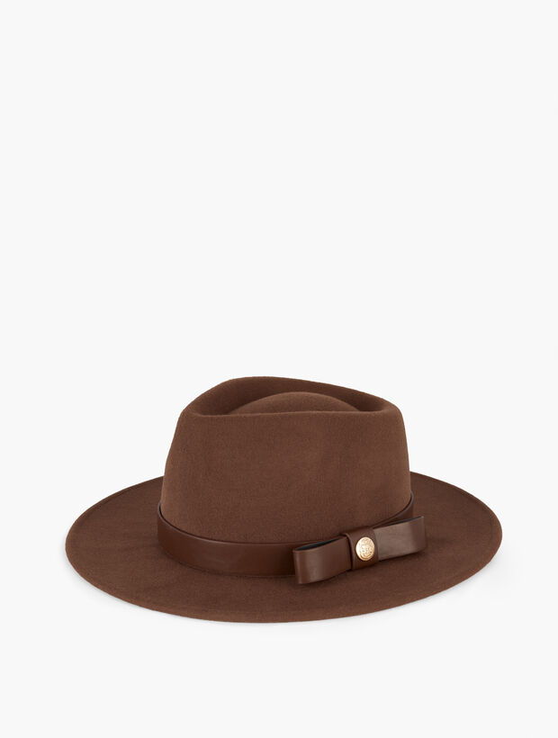 Talbots Taupe Wool Felt Fedora with Faux Leather Band Bow Fedora | Talbots main image 4