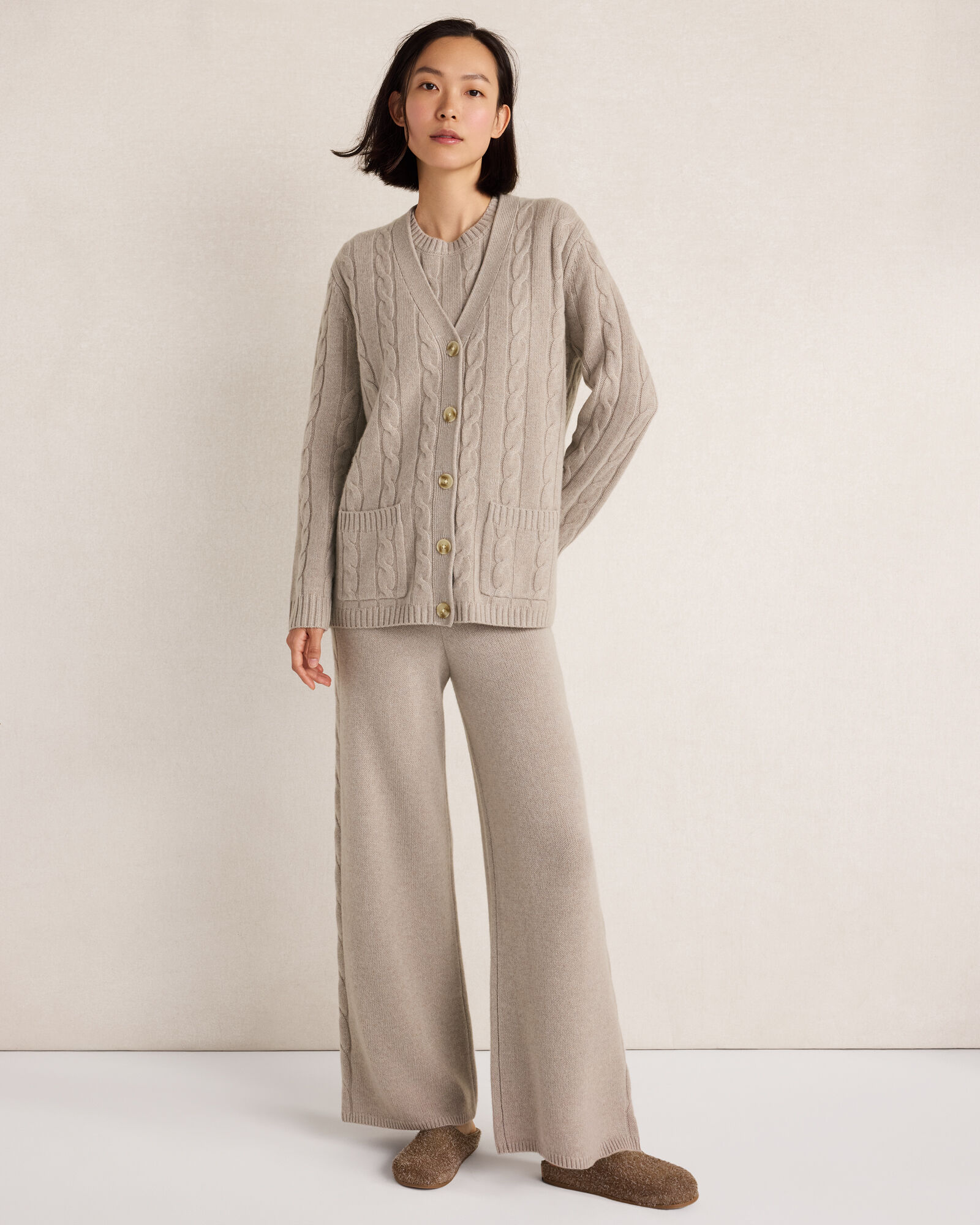 Cashmere Cableknit Pants