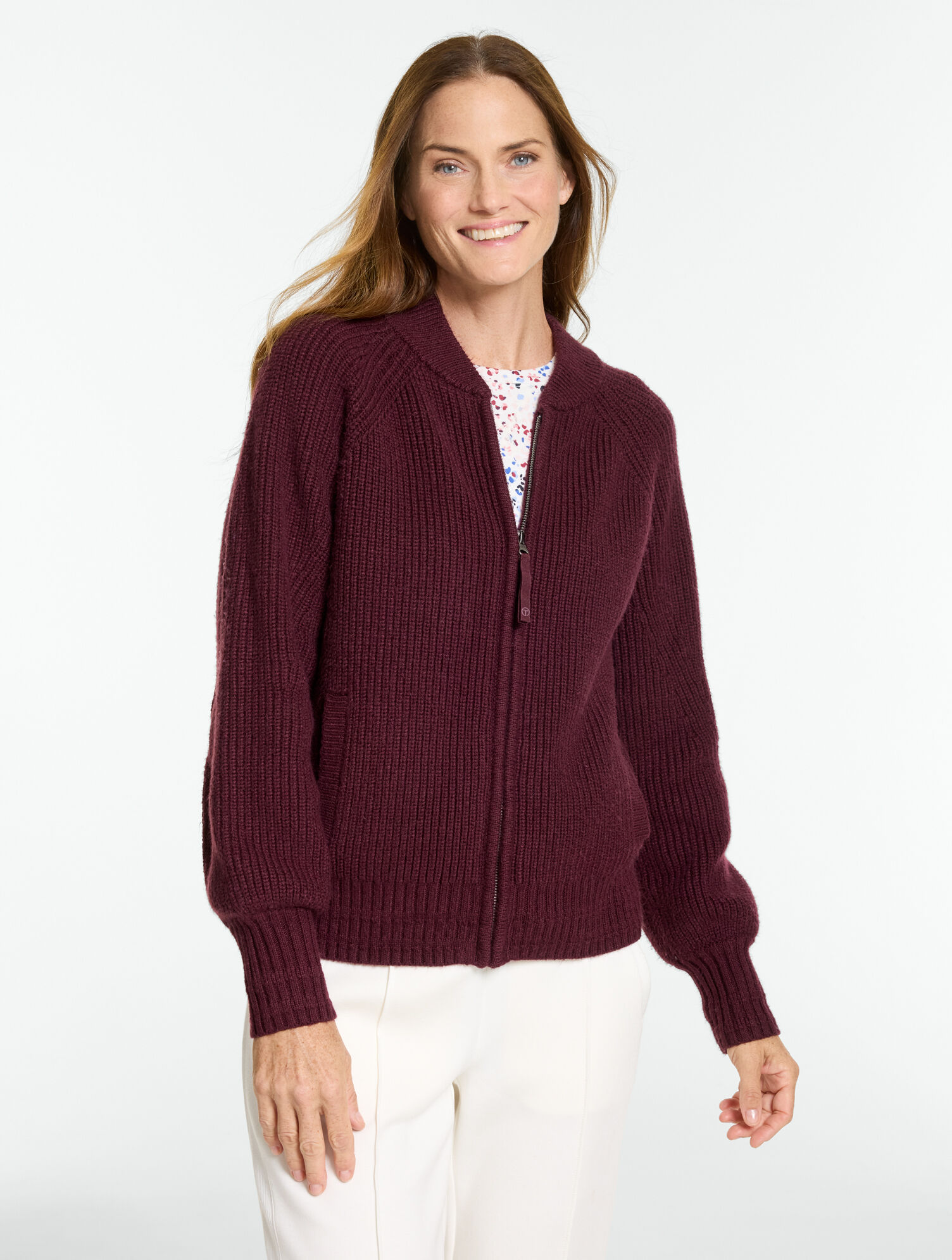Soft Cable Knit Bomber Jacket