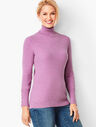 Button-Cuff Ribbed Turtleneck Sweater - Solid