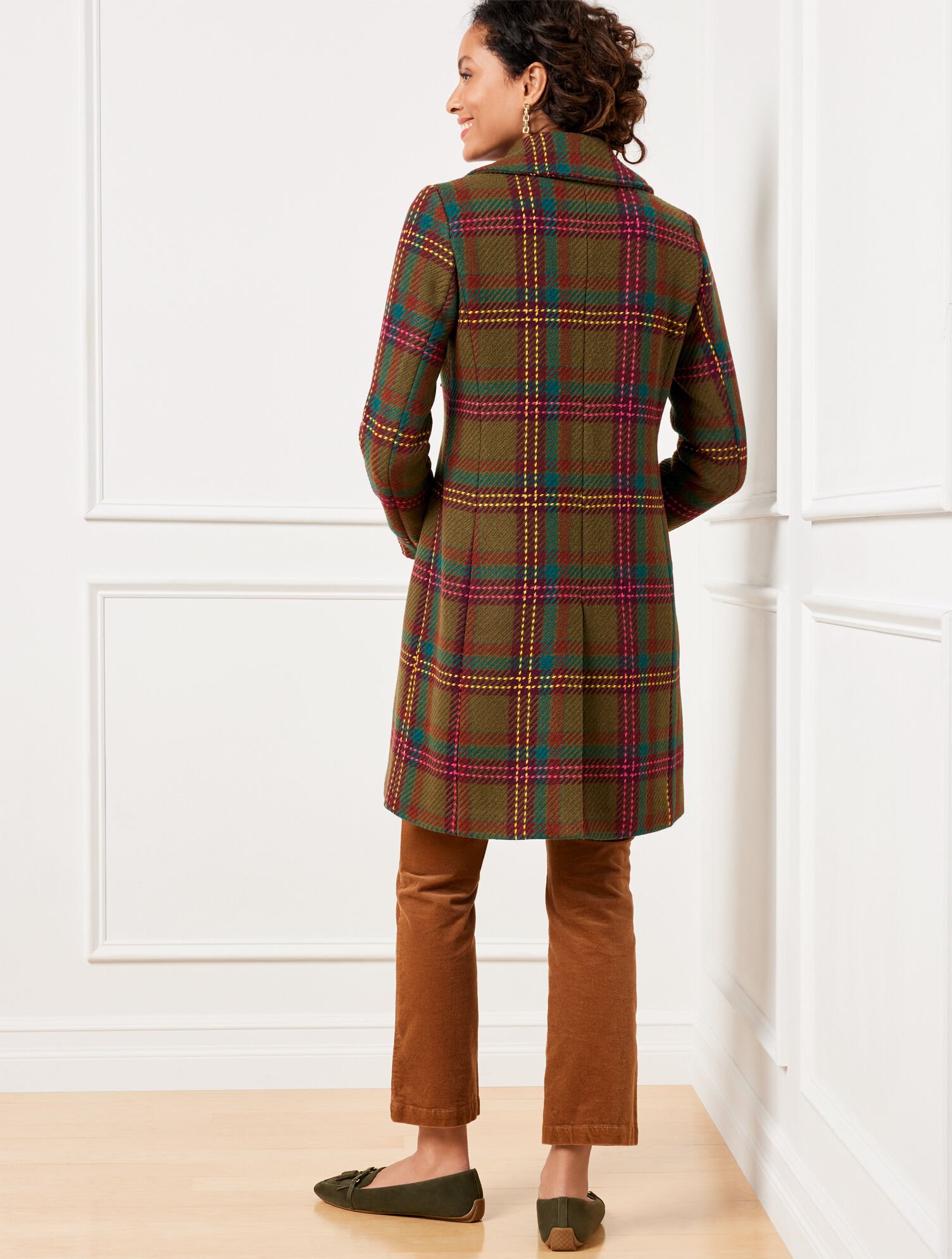Wool Blend Coat Plaid Talbots