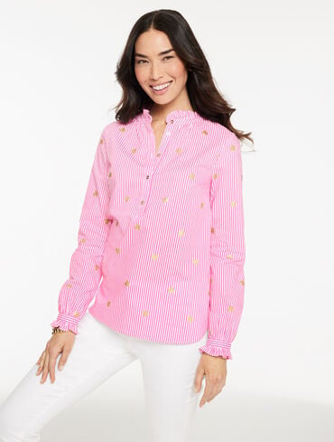 Heart Stripe Poplin Top