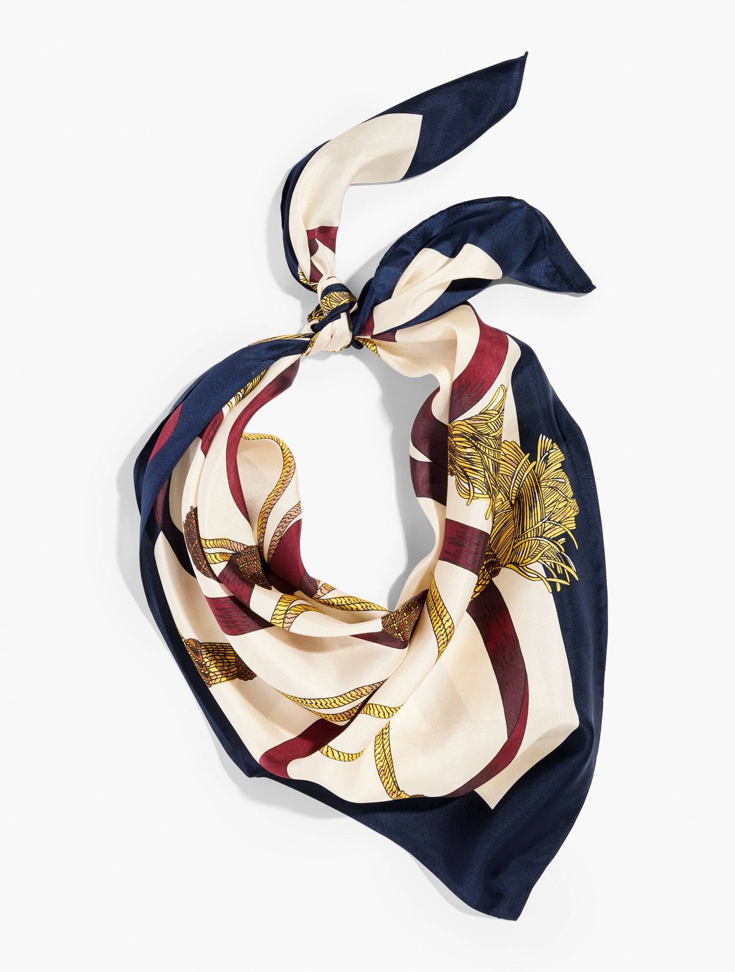 Ribbon &amp; Tassels Silk Square Scarf