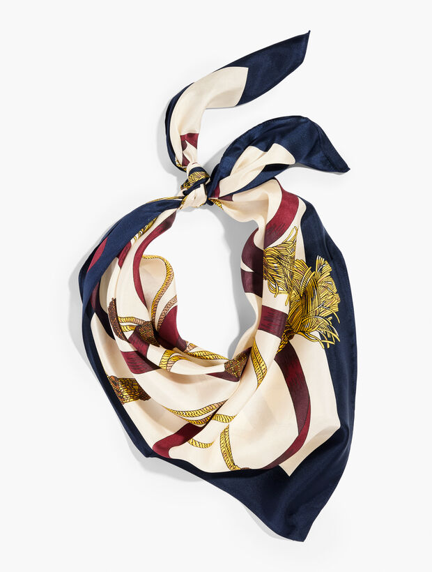 Ribbon &amp; Tassels Silk Square Scarf
