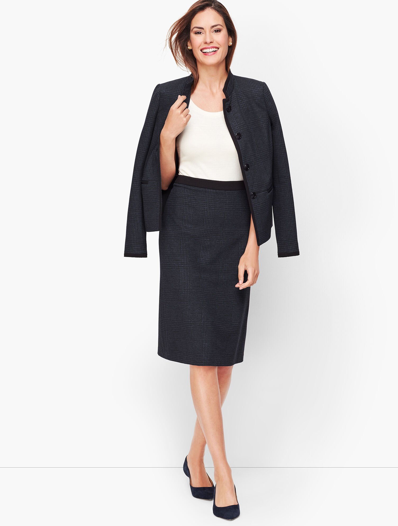 Luxe Knit Plaid A-Line Skirt