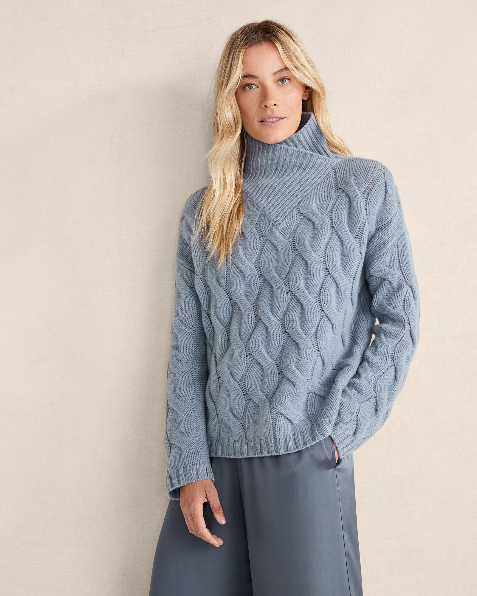 Cashmere Cable Knit Turtleneck Sweater
