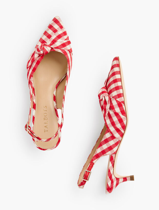 Sylvie Side Knot Slingbacks - Gingham