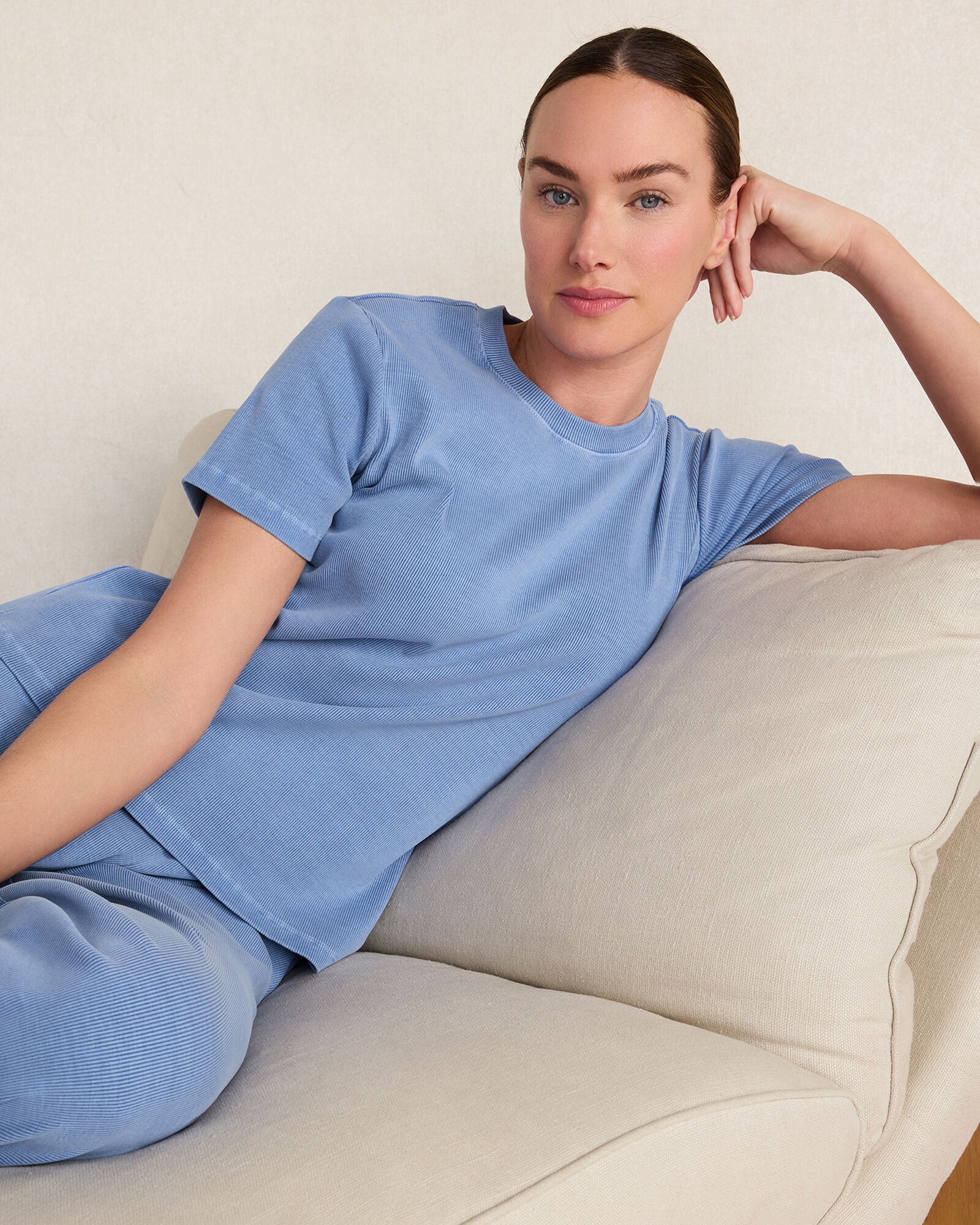 Organic Cotton Rib Knit Short Sleeve Tee