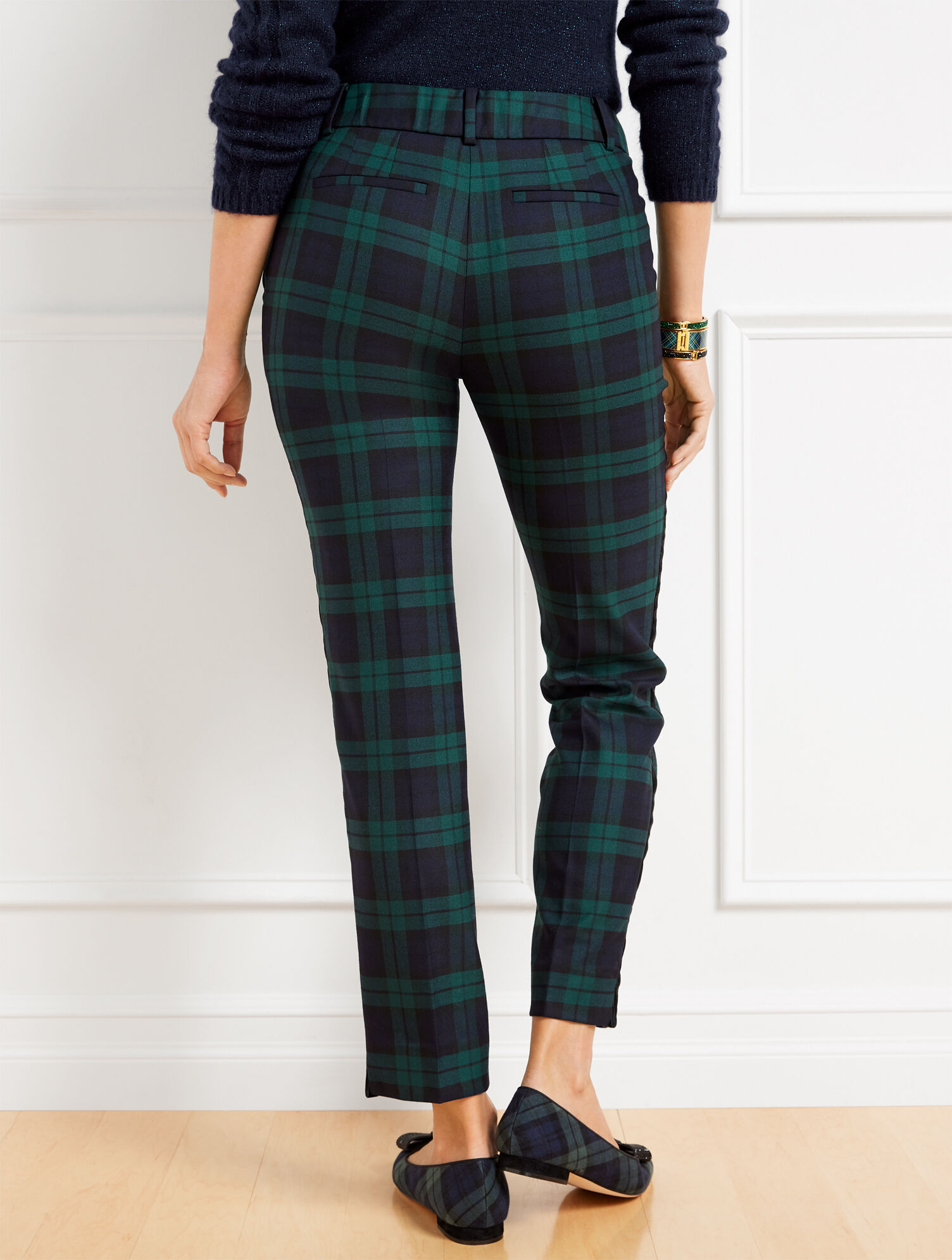 Talbots Hampshire Ankle Pants - Black Watch Plaid