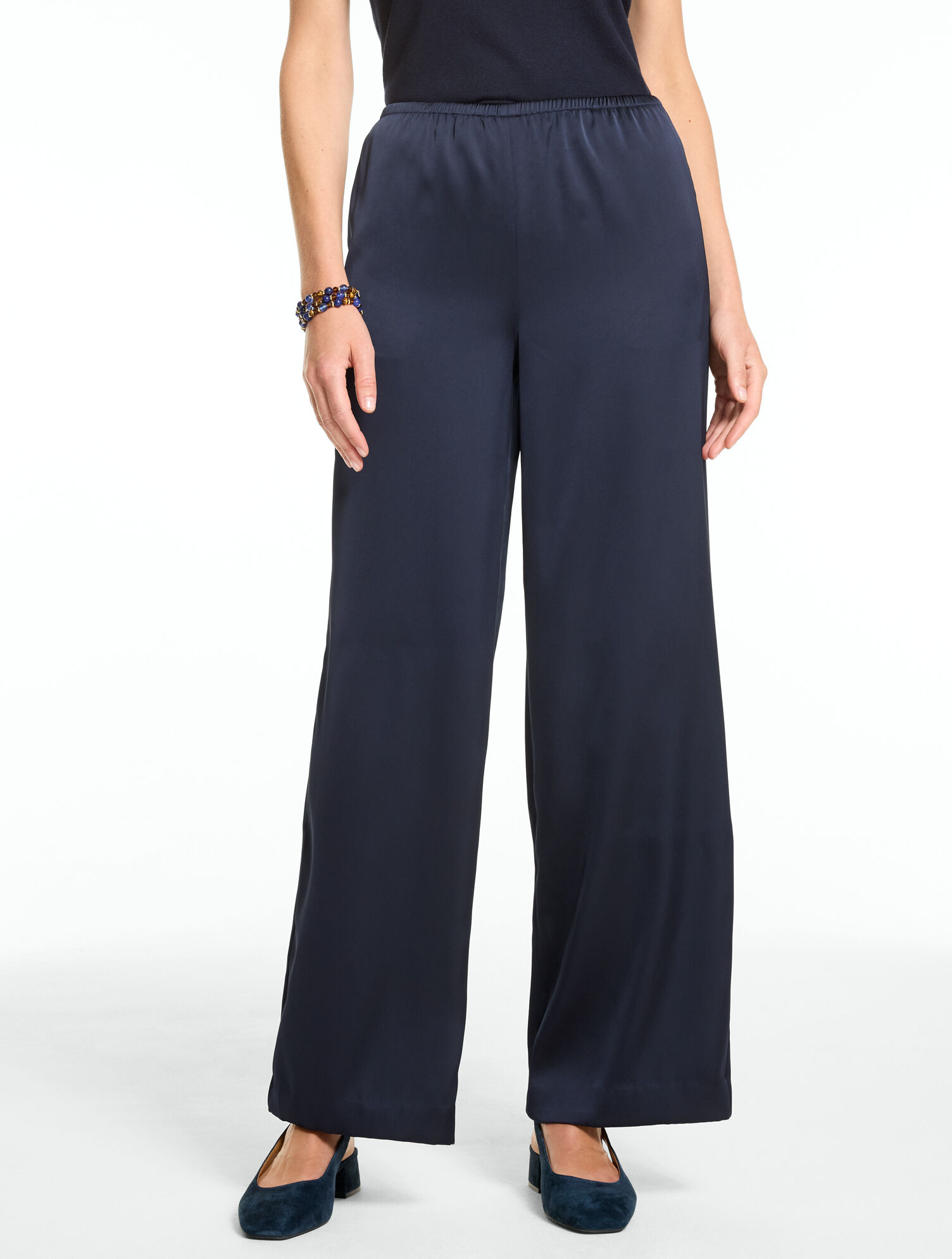Satin Wide Leg Pul-On Pants