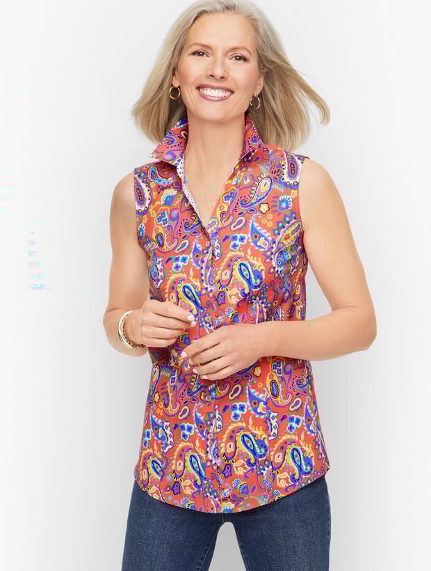 Sleeveless Perfect Shirt Fiesta Paisley Talbots