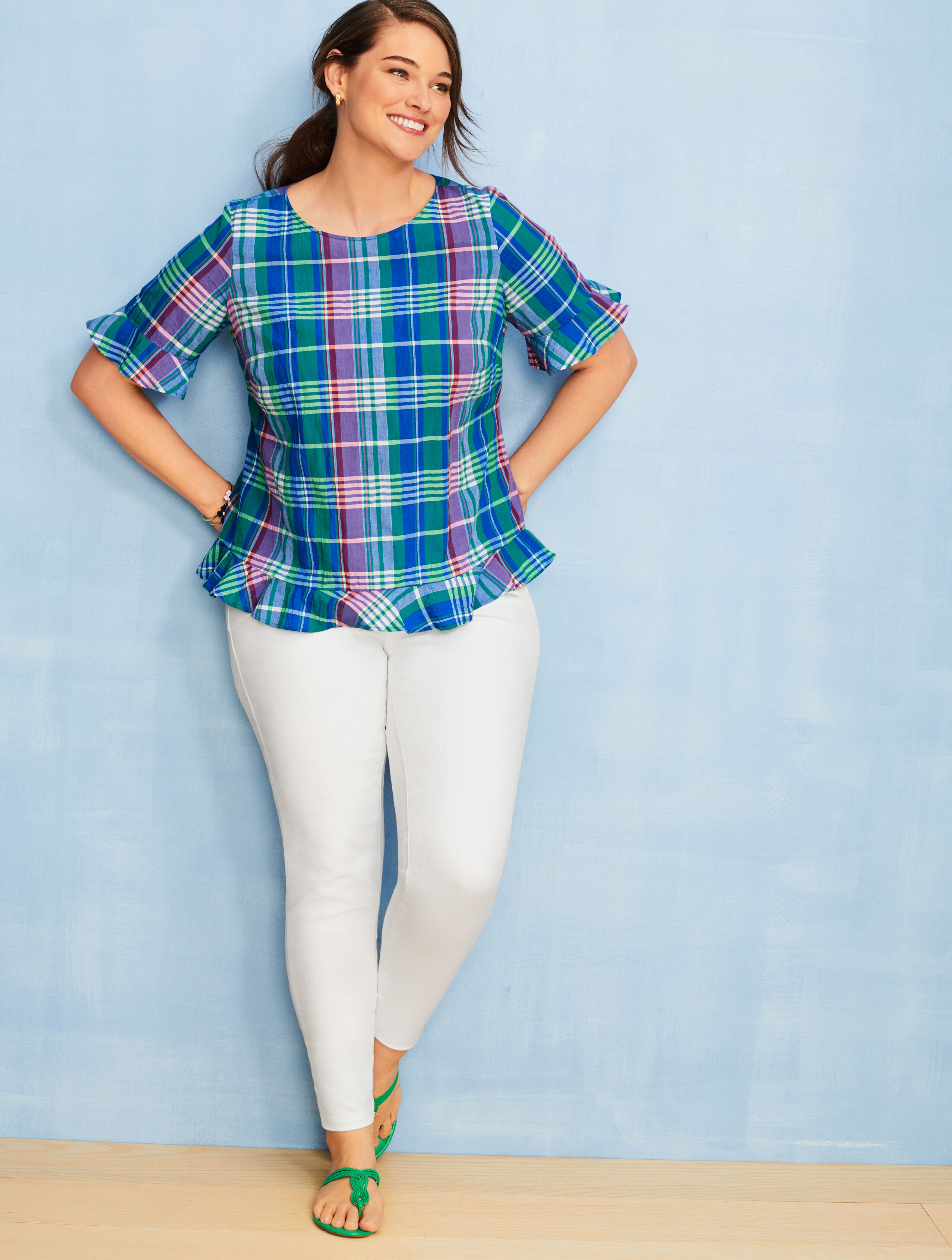 Plus Size Lighthouse Plaid Popover