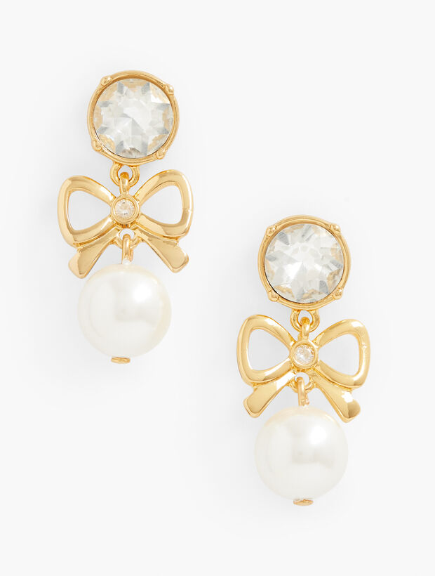 Pearly Bow Drop Earrings