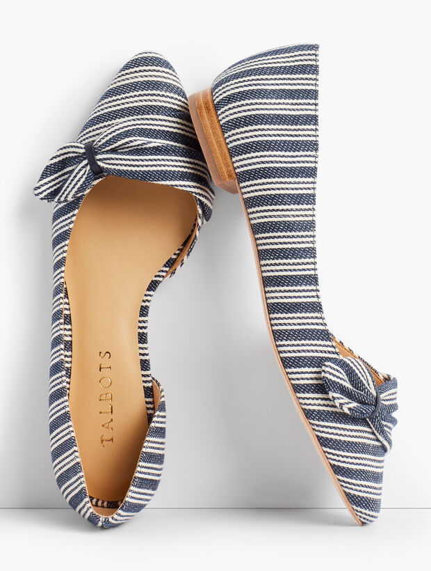 Edison Stripe Pleated dOrsay Flats - Stripe