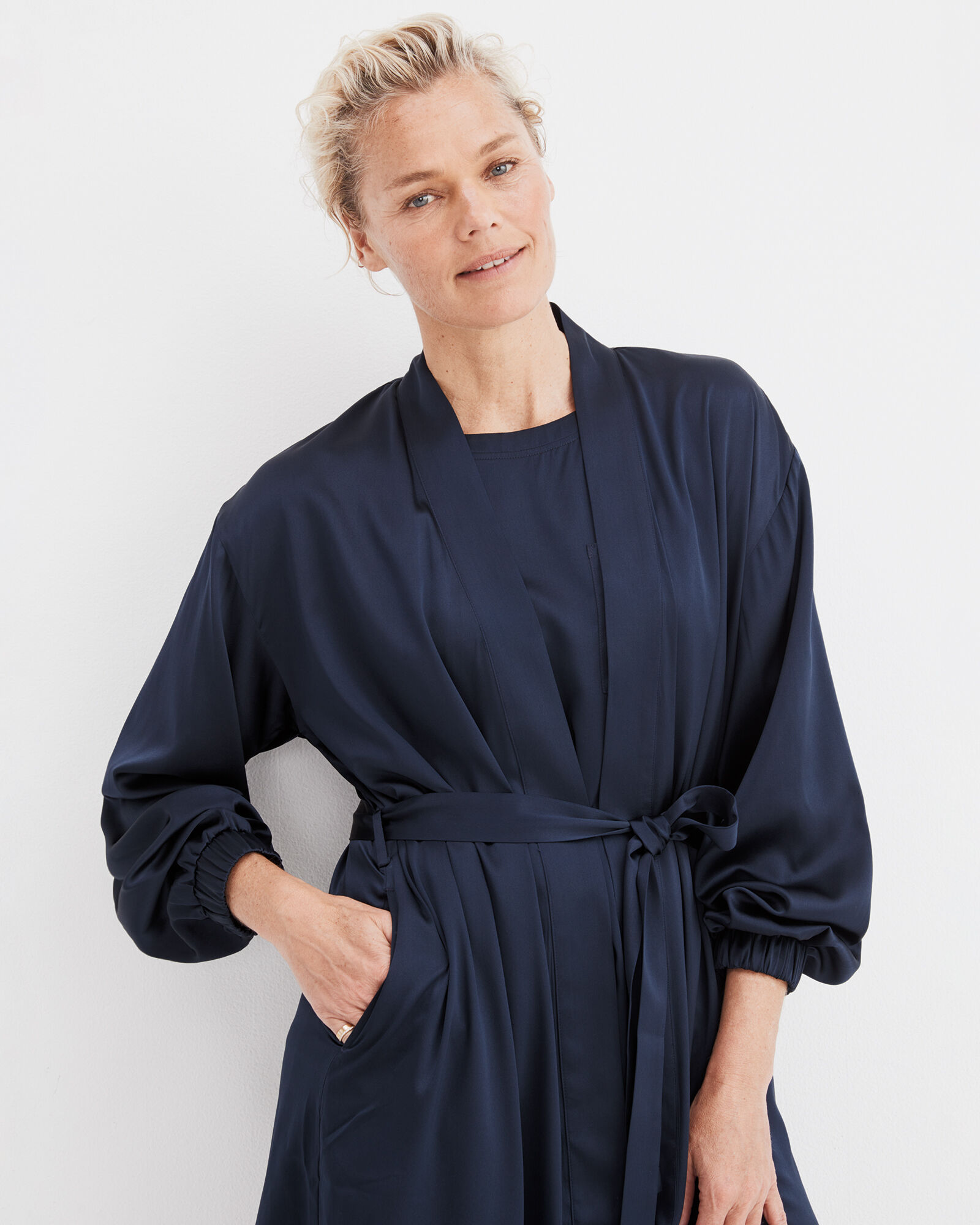 Washable Silk Puff Sleeve Robe
