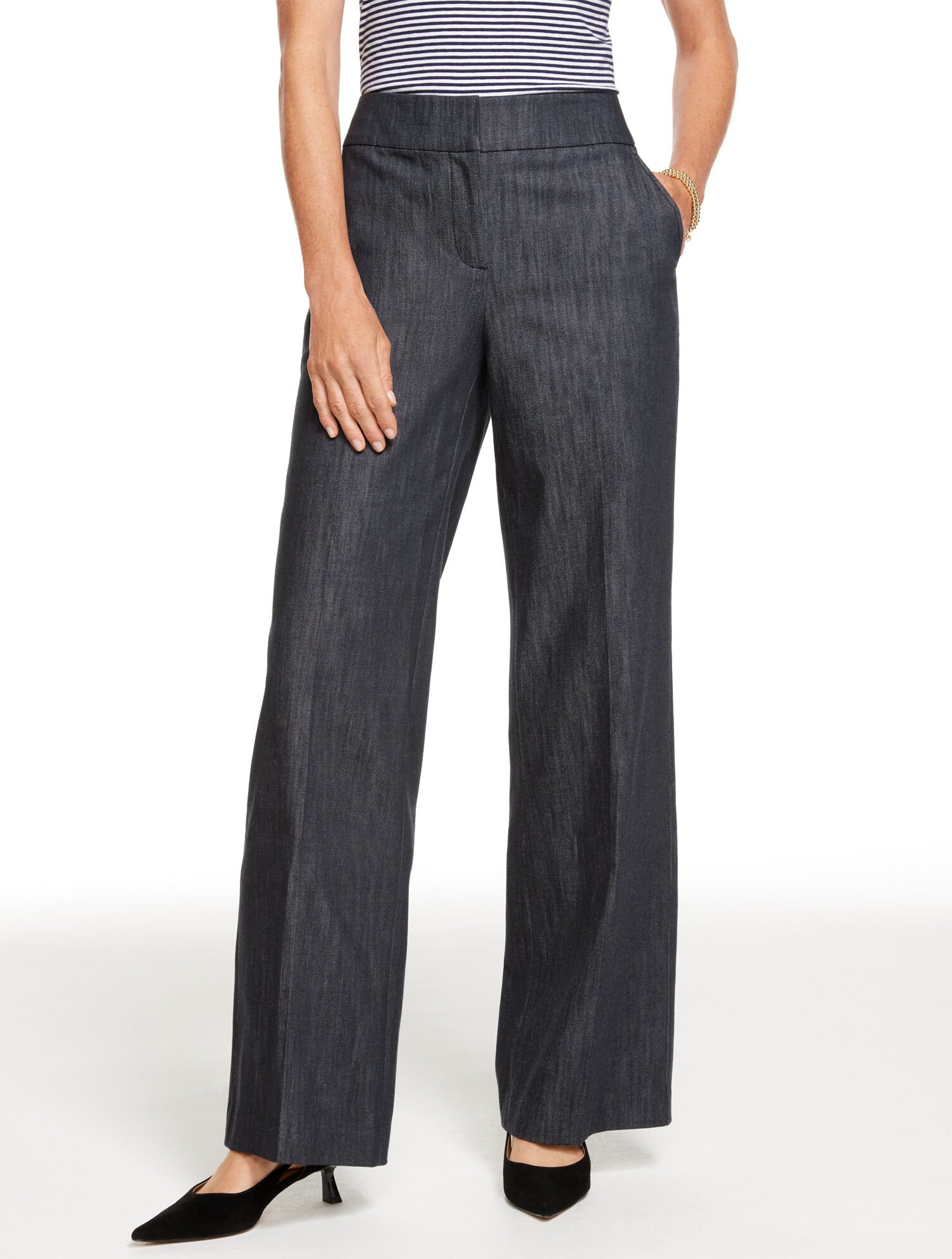 Wide Leg Refined Denim Pants Talbots