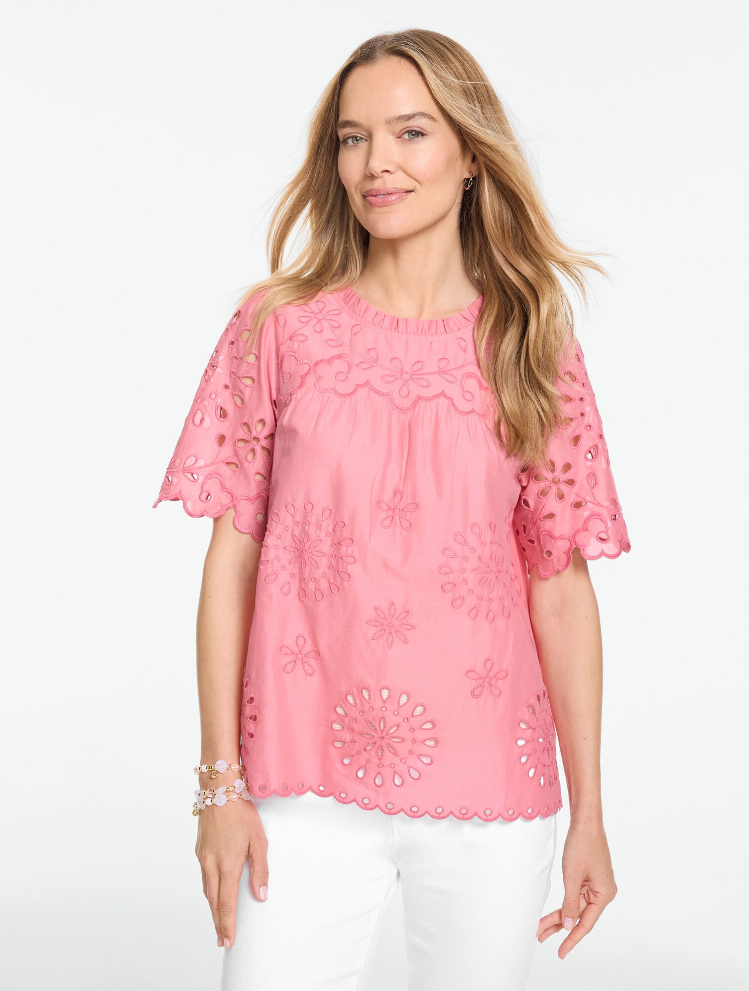 Embroidered Voile Top