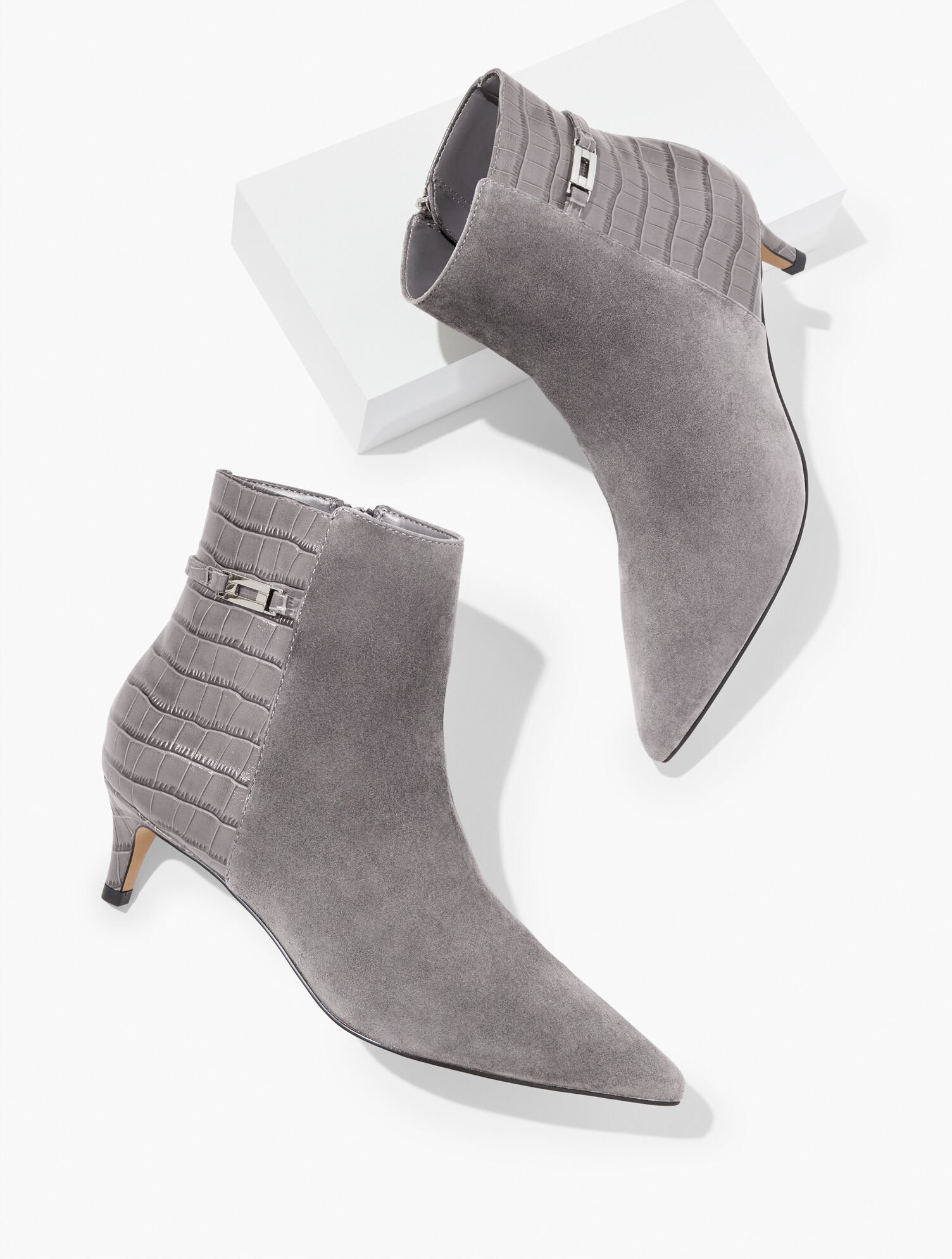 Kait Suede Curved Ankle Boots