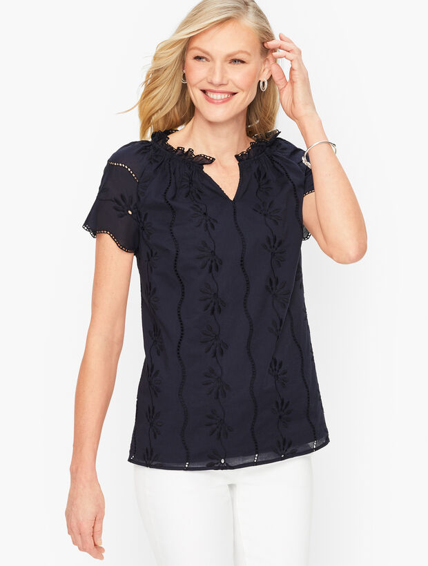 Floral Waves Eyelet Top