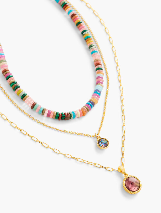 Multi Color Bead Layered Necklace