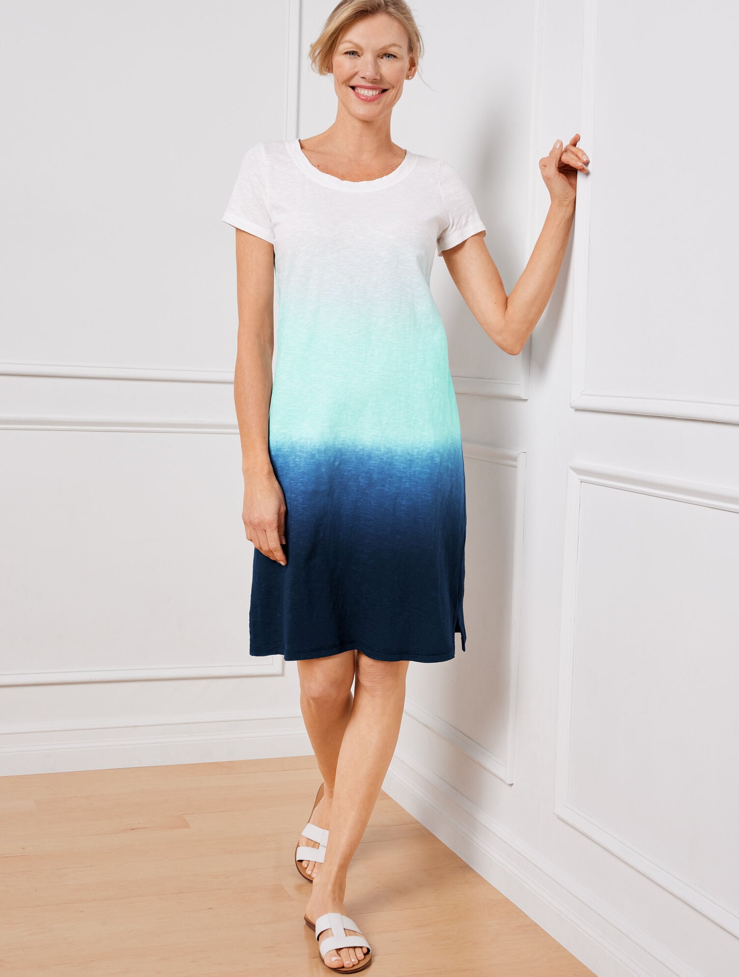 Supersoft Slub Short Sleeve Dress - Dip Dye | Talbots Supersoft Slub Short Sleeve Dress - Dip Dye | Talbots