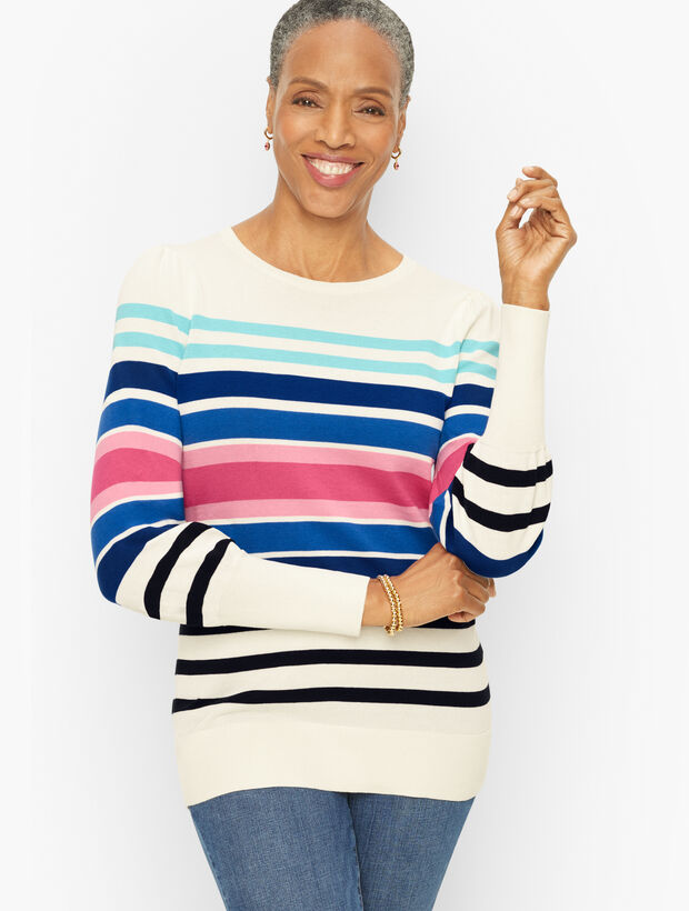 Puff Sleeve Sweater - Polished Stripe