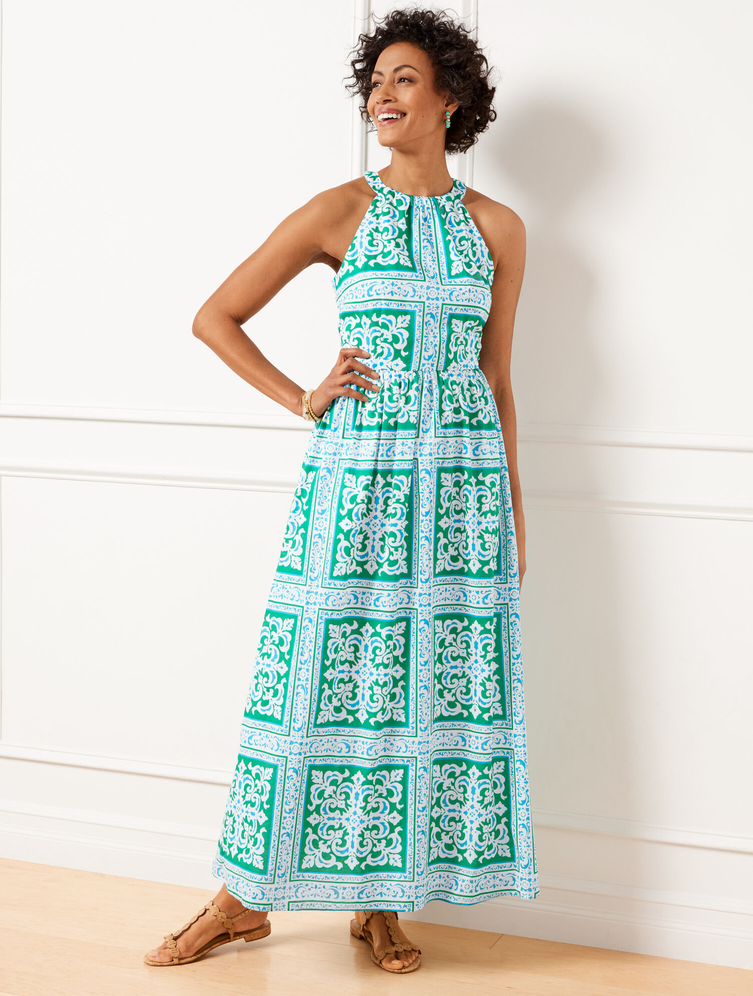Charlotte Green Tile Maxi Dress