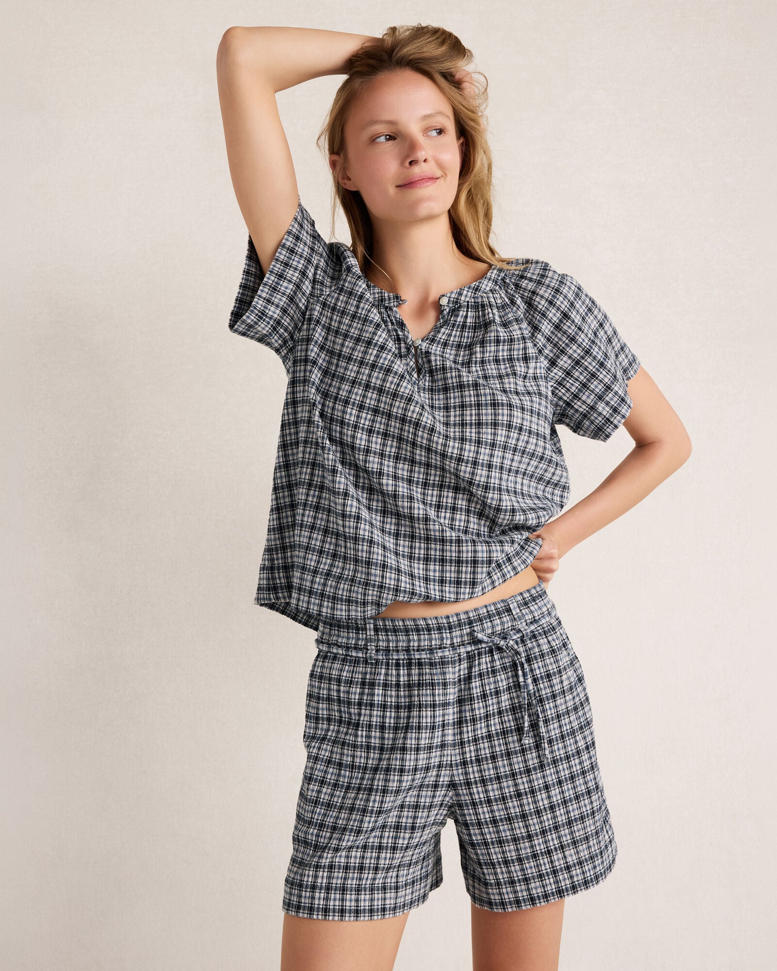 Crepe Gauze Plaid Shorts | Haven Well Within
