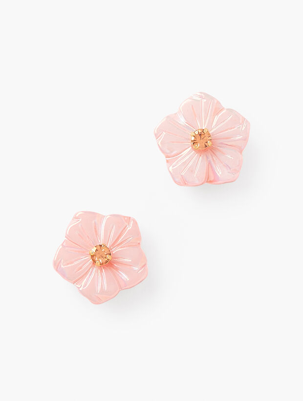 Carved Flower Pearl Earrings