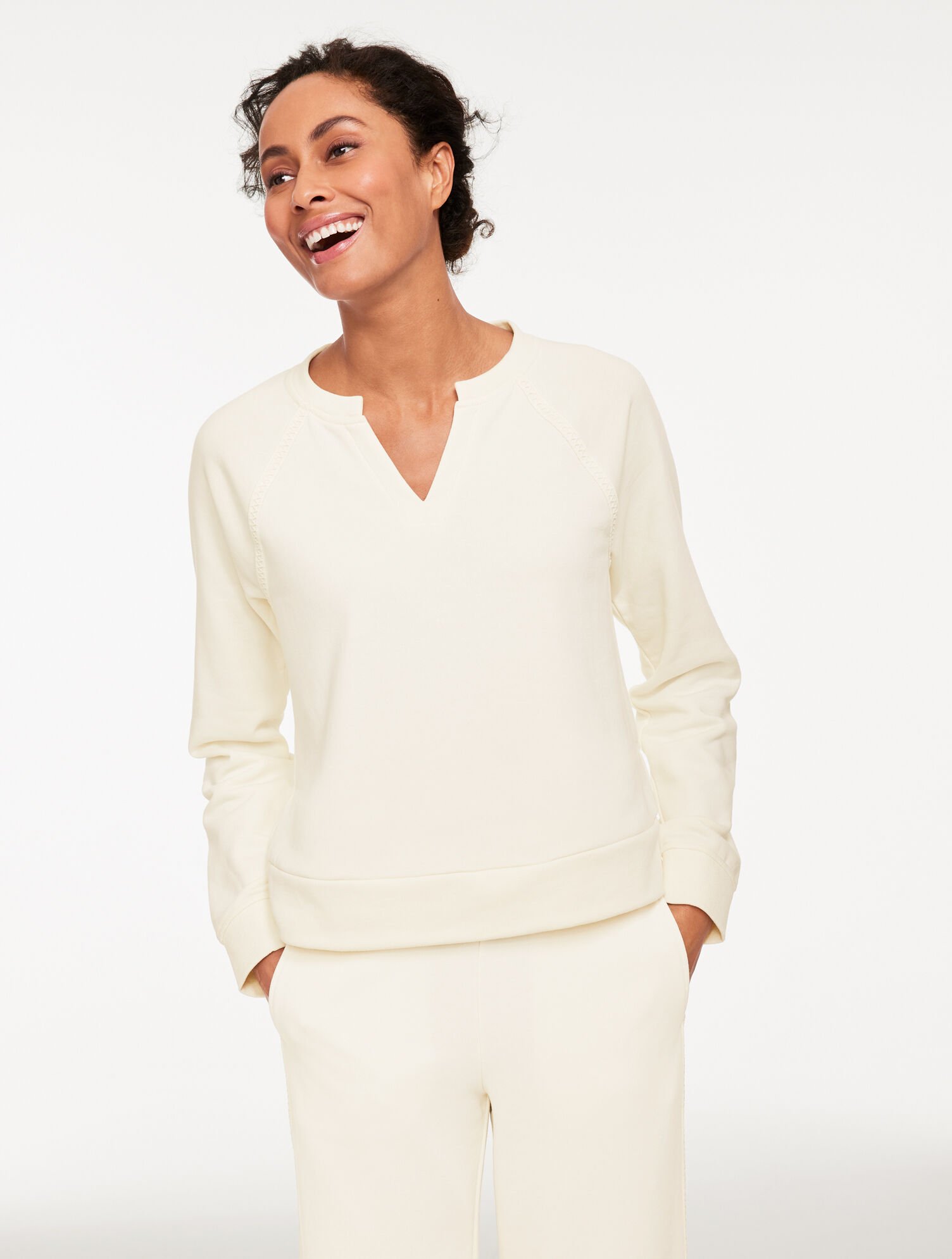 Cozy Fleece Sweatshirt - Picot Trim