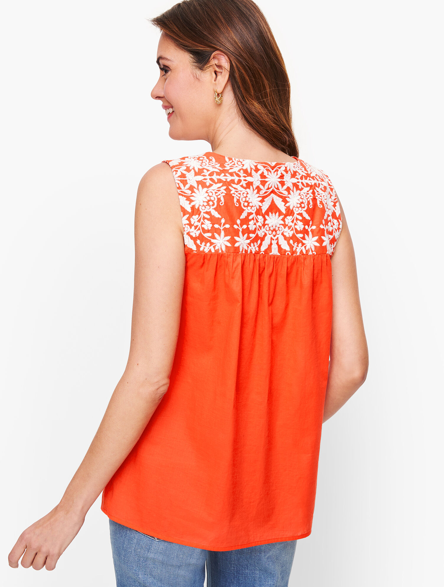 Embroidered Voile Shell
